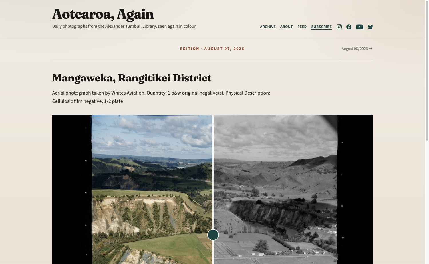 Today's Aotearoa, Again edition: Mangaweka, Rangitikei District, with the compare slider